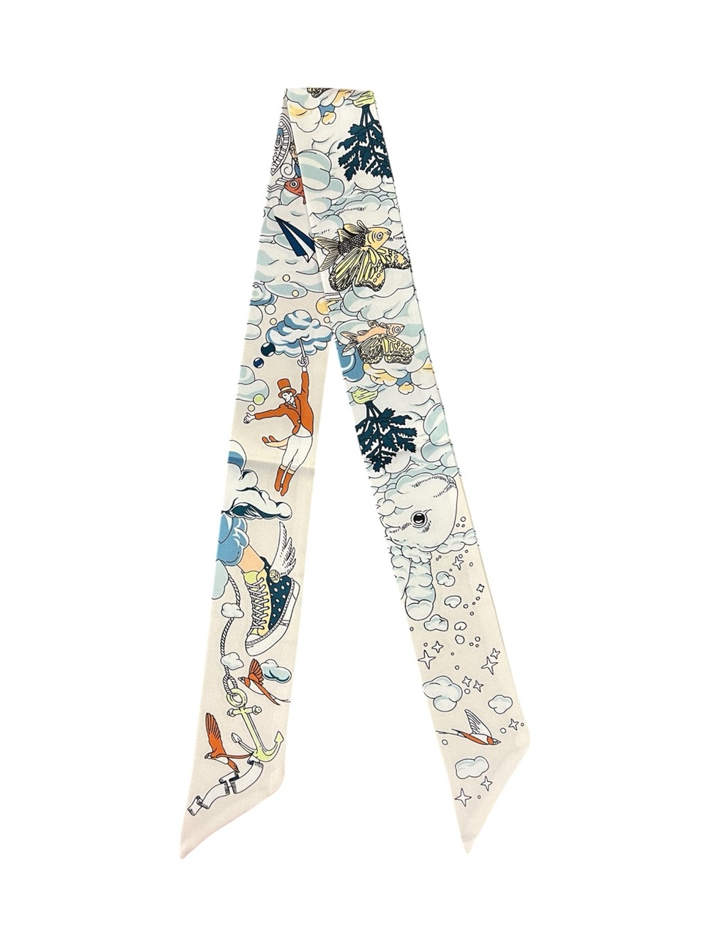 ✨Hermes. Twilly I no cloud SUR MON NUAGE Crème Blue Shell Orange Multicolored